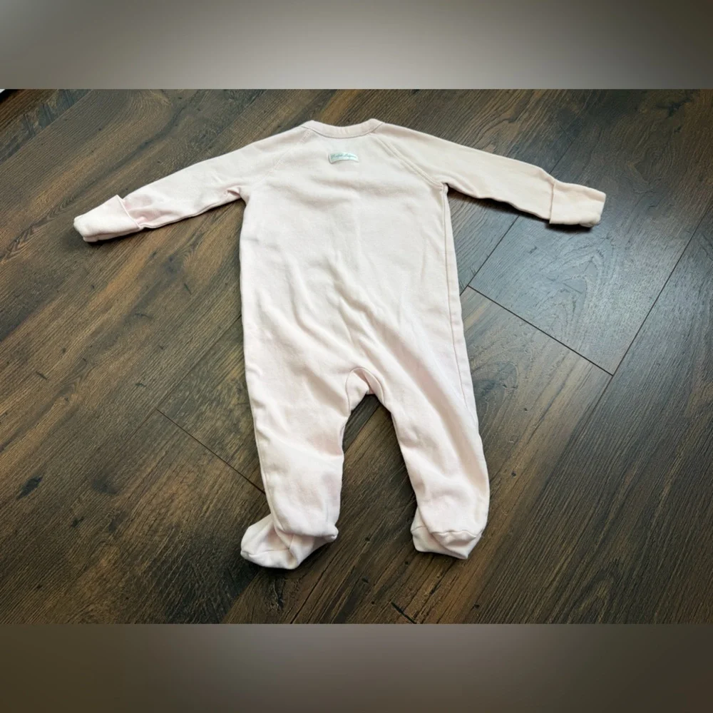 Bundle of Ralph Lauren Girls Pink Footie and Cable Knit Cardigan Size 6 Months